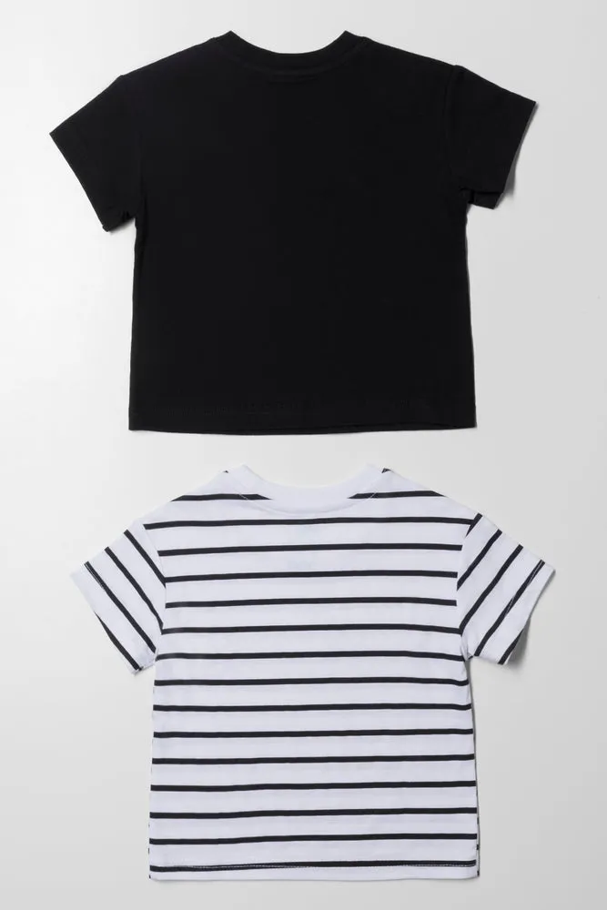 2 Pack Stripe Short Sleeve T-Shirts Black