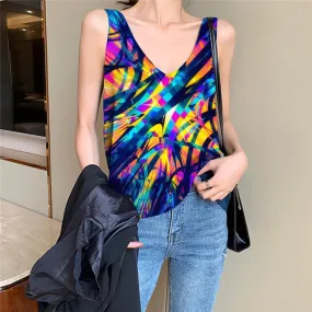 Abstract Tank-Top women Psychedelic Anime Clothes Colorful Vest Print Art Tank Tops Casual