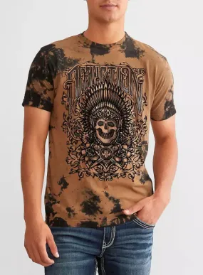 Affliction Vapor Coil  Short Sleeve Tee T-Shirt - Chipmunk/Black Crystal Wash