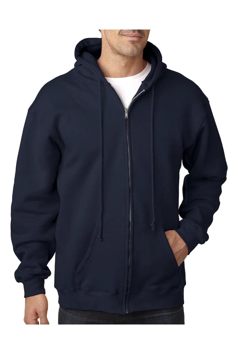 Bayside BA900: Adult  9.5oz., 80% cotton/20% polyester Full-Zip Hooded Sweatshirt