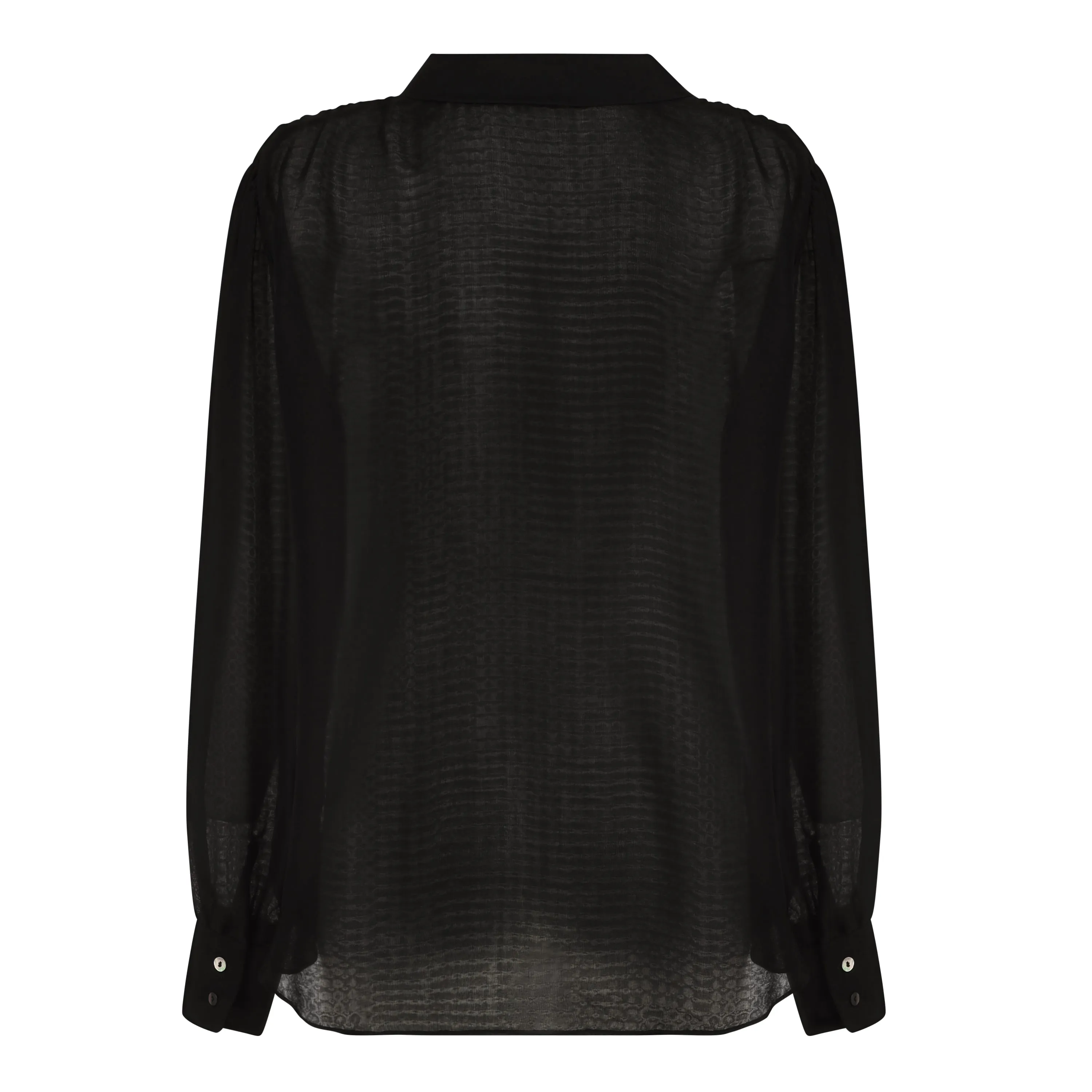 Black Double Silk Chiffon Sheer Andrea Blouse