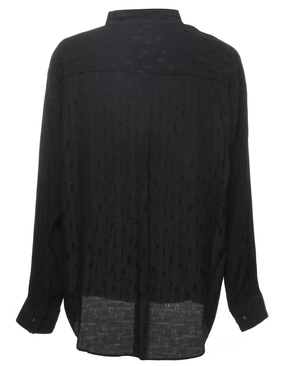 Black Patterned Long-Sleeve Shirt - XL