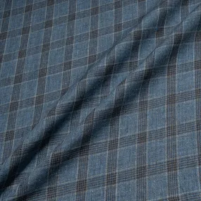 Blue Two-Tone Prince of Wales Checkered Pure Linen