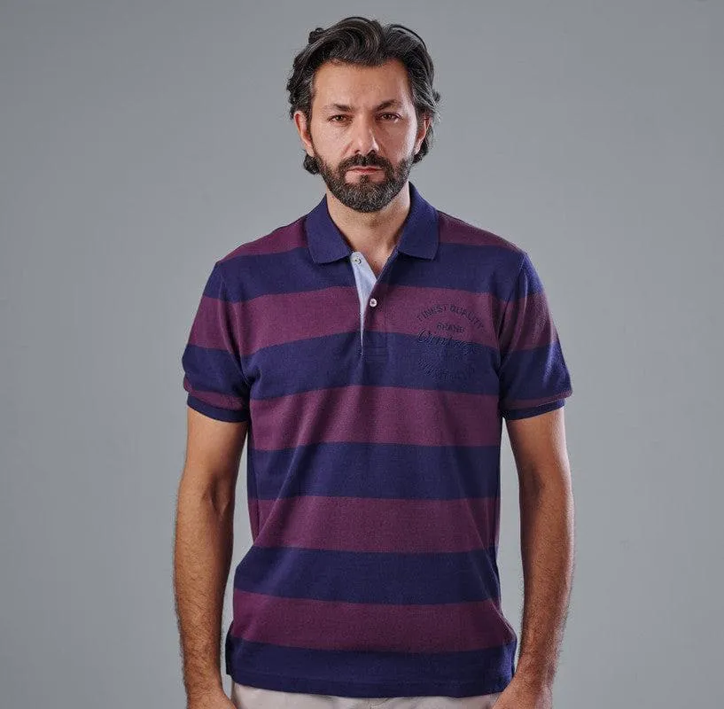 Classic Striped Polo Shirt - NAVY