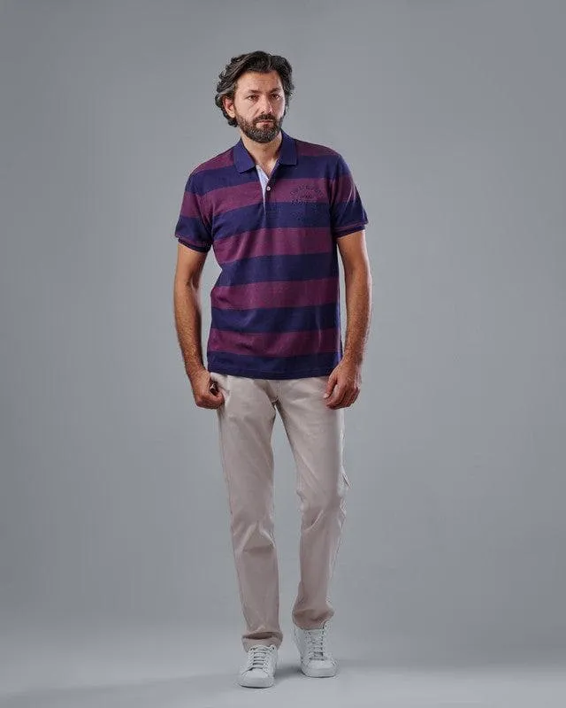 Classic Striped Polo Shirt - NAVY