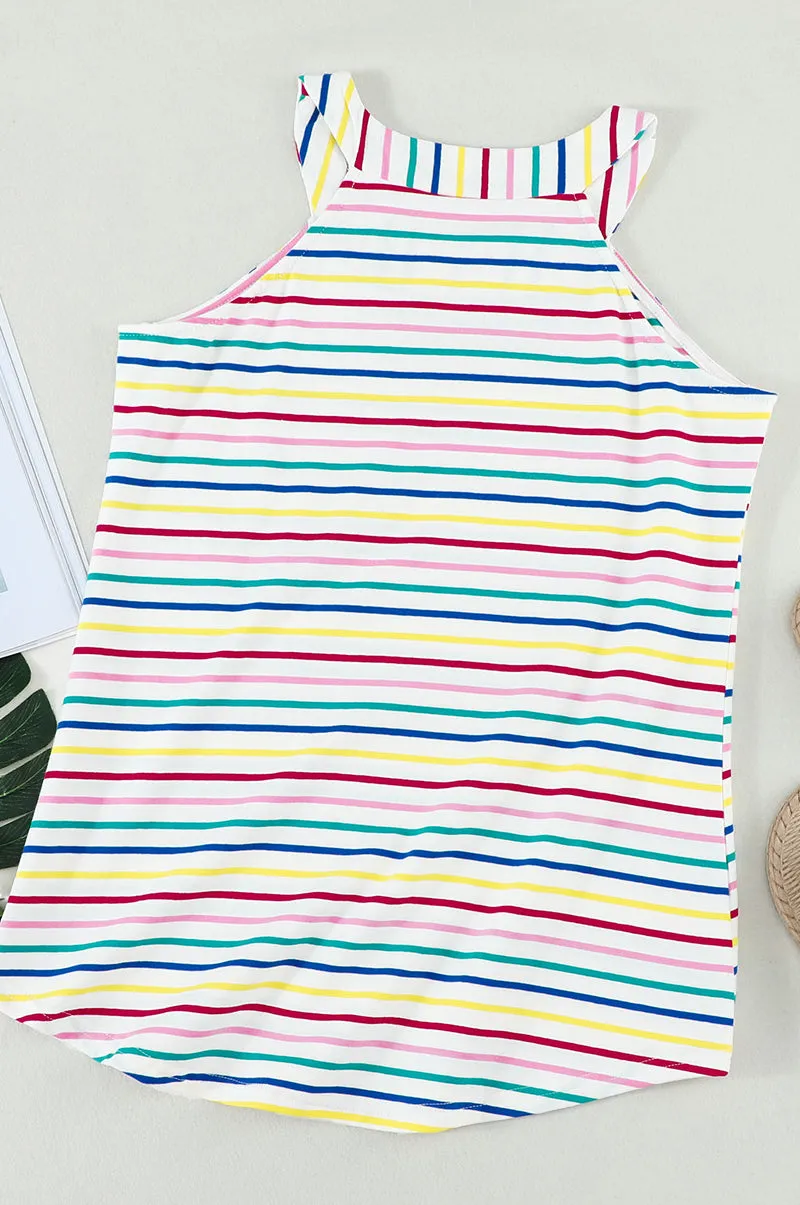 Colorful Striped Halter Tank Top