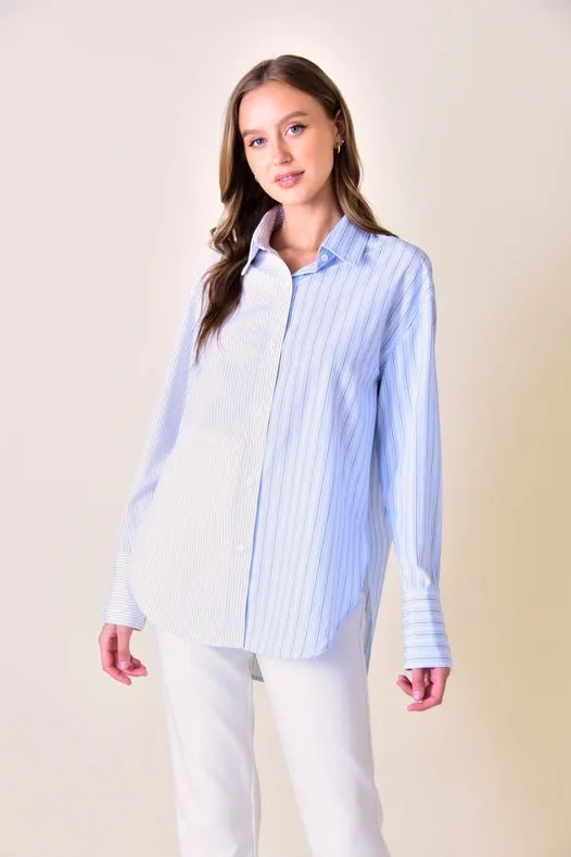 Contrast Button Down Blouse