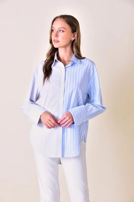 Contrast Button Down Blouse