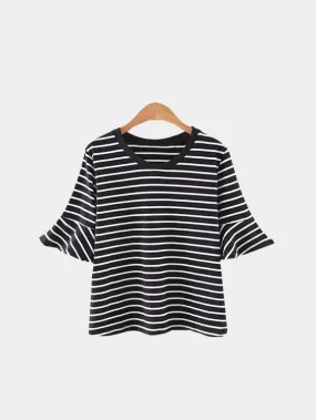 Custom Round Neck Stripe Black T-Shirts