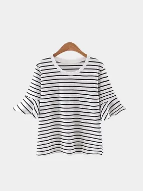 Custom Round Neck Stripe White T-Shirts