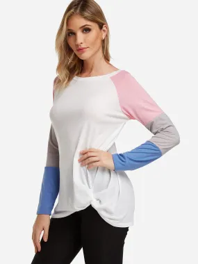 Custom Stripe Long Sleeve Round Neck Fashion Tee