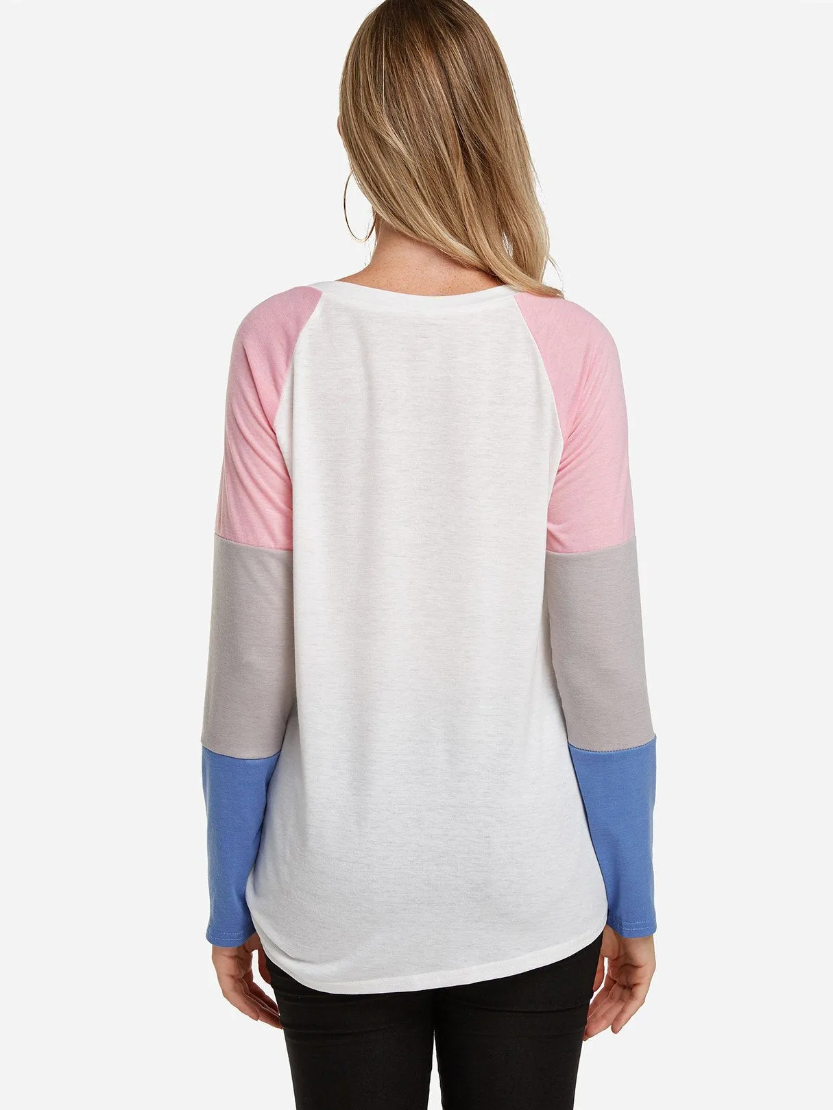 Custom Stripe Long Sleeve Round Neck Fashion Tee