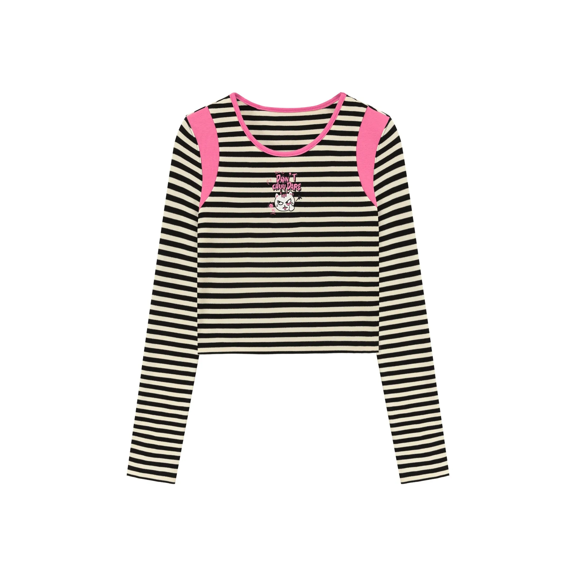 Dont You Dare Striped Crop T-Shirt