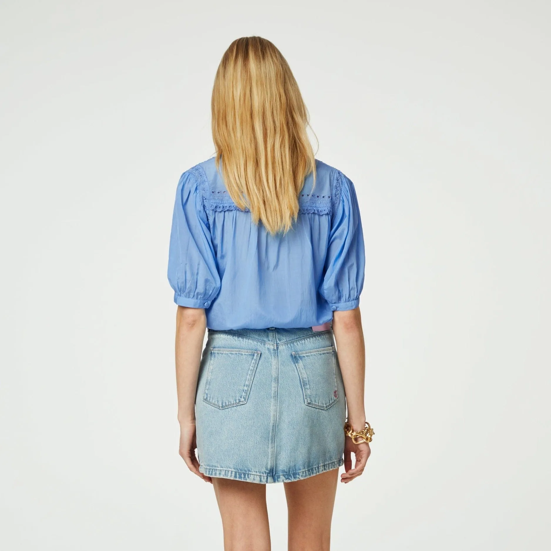 Fabienne Chapot Tootsie Short Sleeve Blouse in Blue Dream