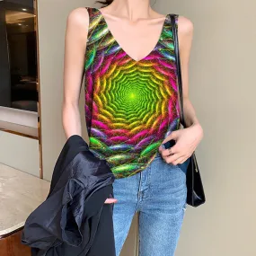 Geometric Tank-Top women Psychedelic Tank Tops Casual Vortex Sleeveless 3d Colorful Anime Clothes