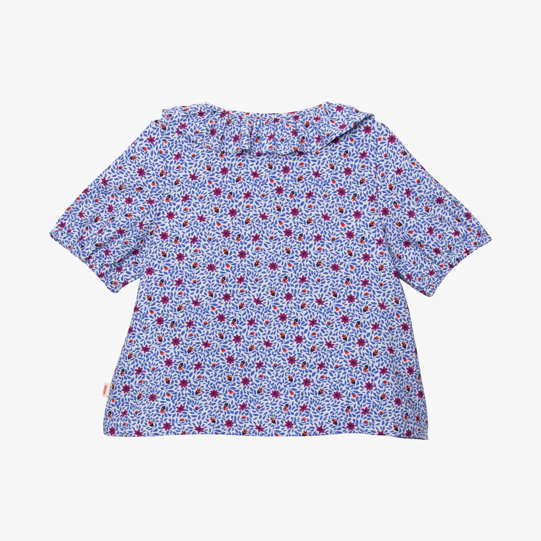 Girl's micro-floral blouse with snap buttons