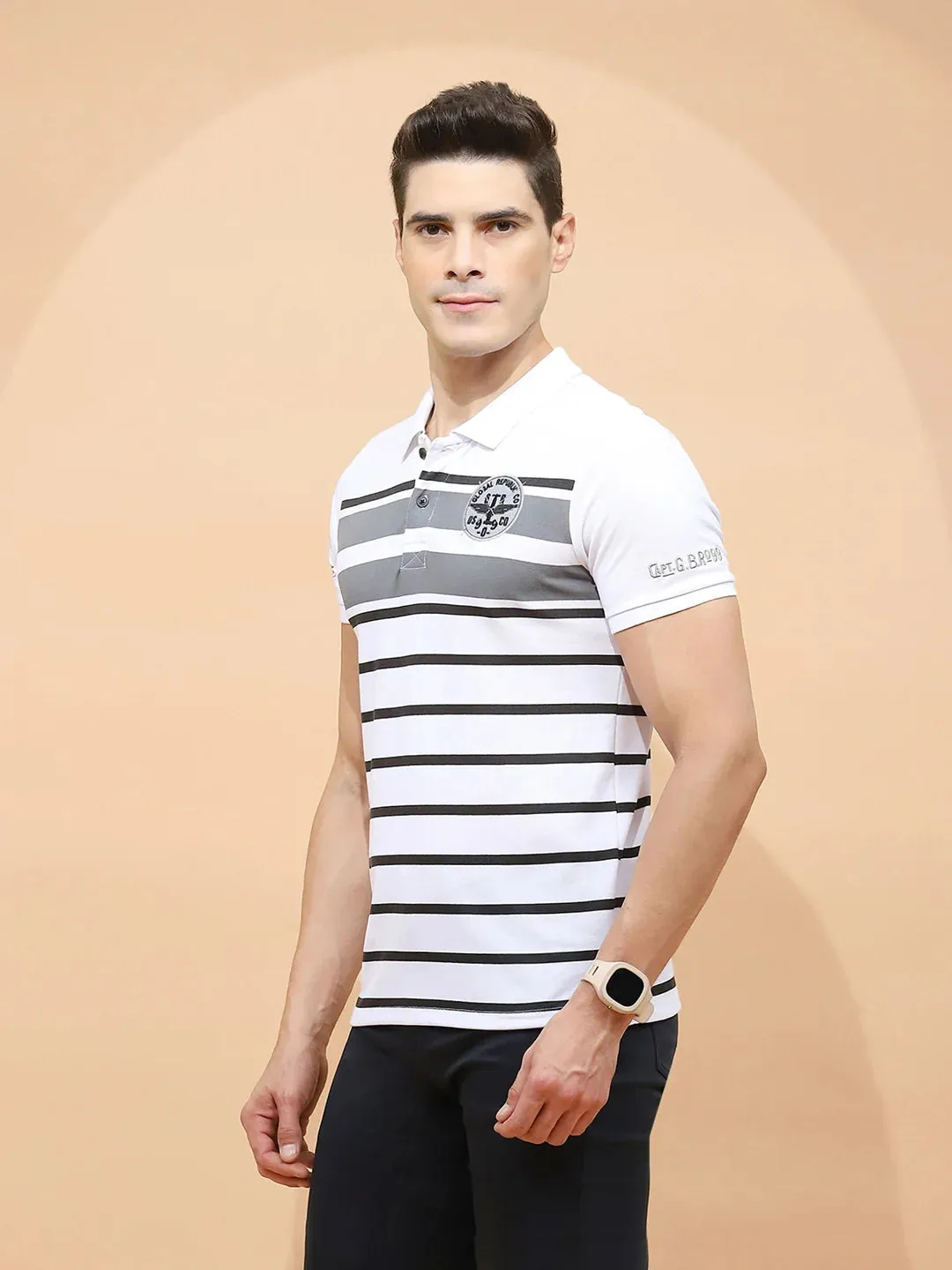 Grey Polycotton Regular Fit T-Shirt For Men