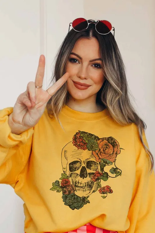 HORROR FALL FLOWERS GRAPHIC SWEATSHIRT