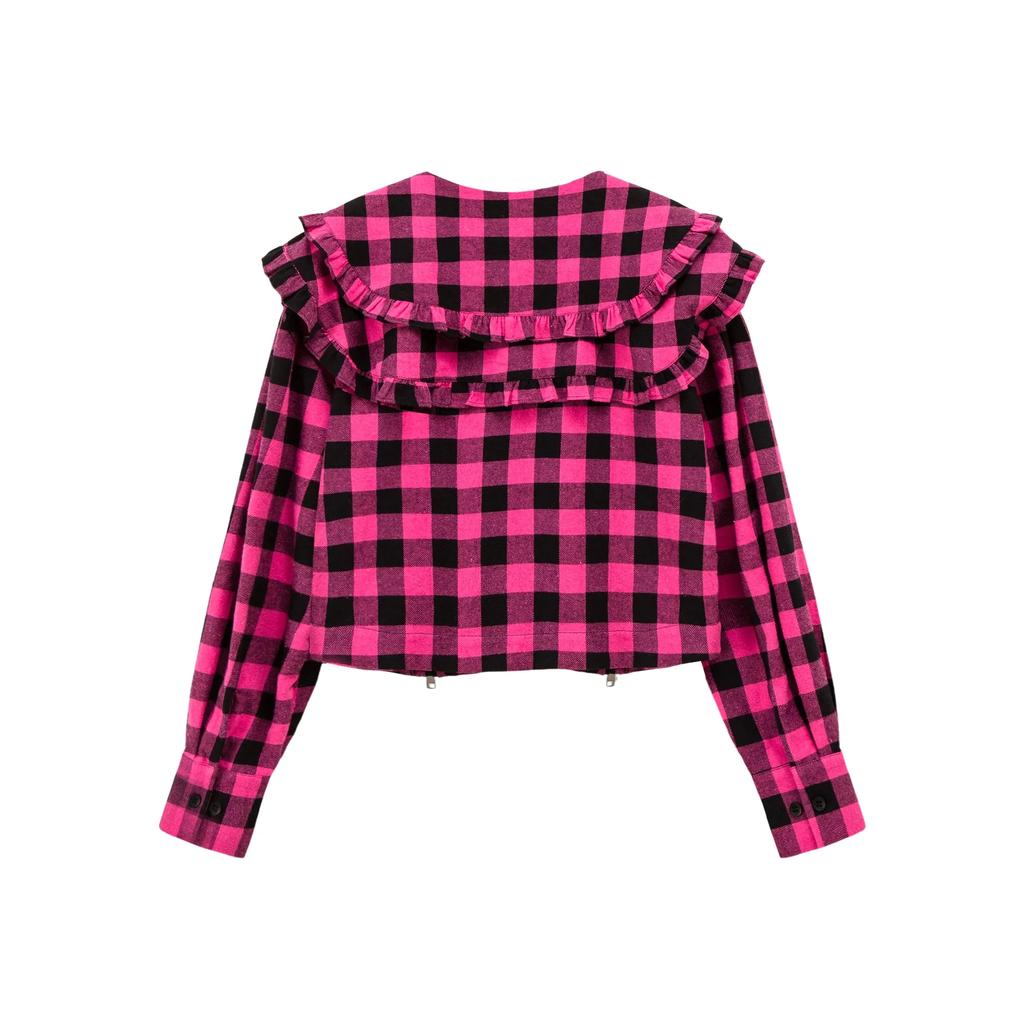 I Just Called Check Frill Big Collar Shirt