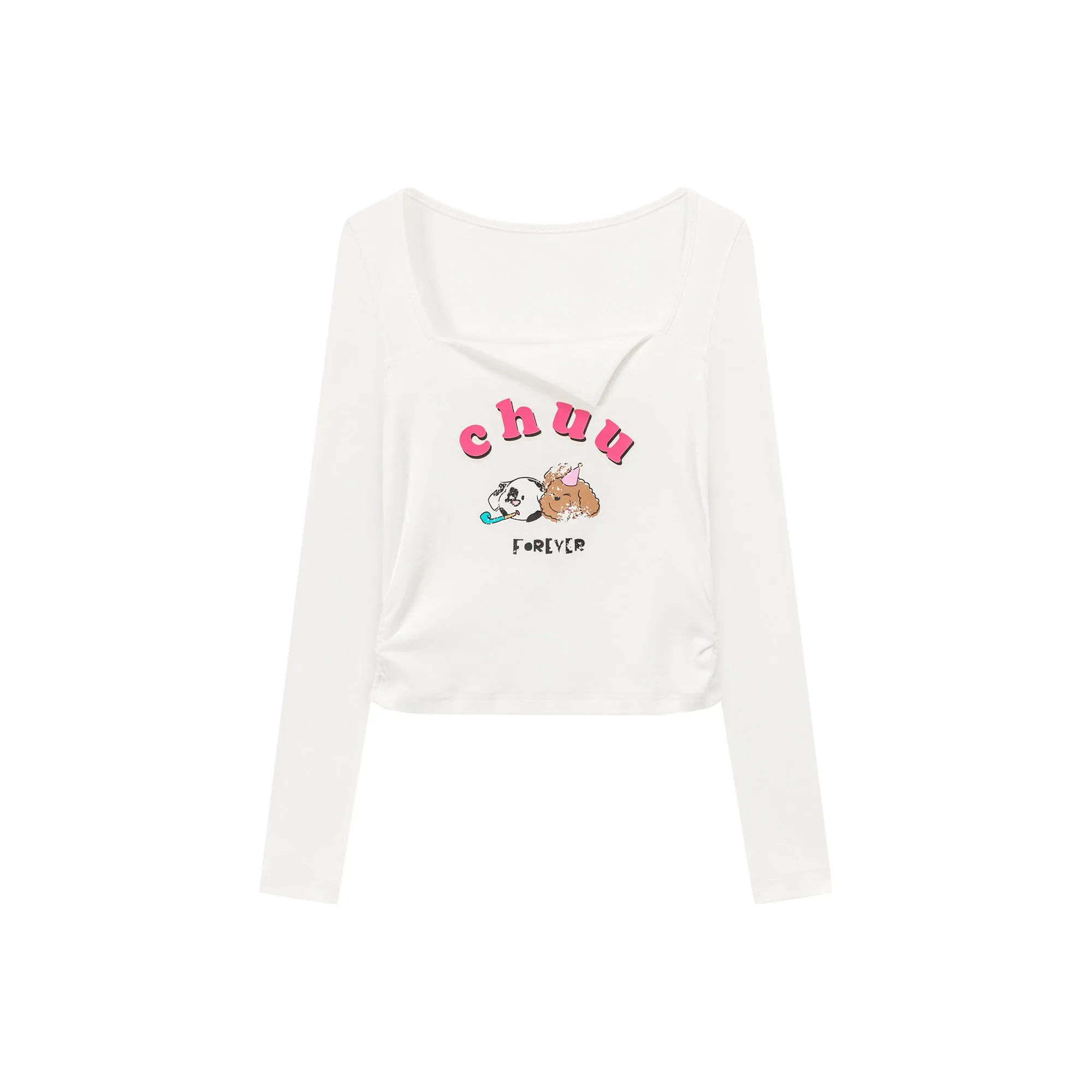 Logo Puppy Shirring Color T-Shirt