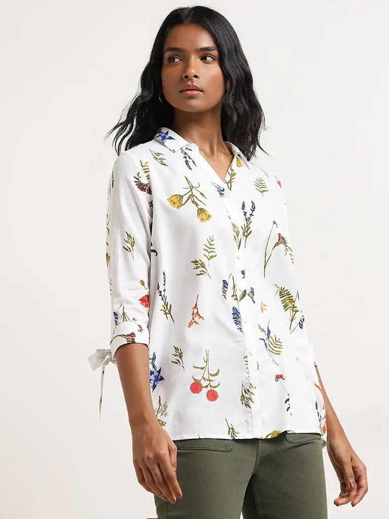 LOV White Floral Patterned Shirt