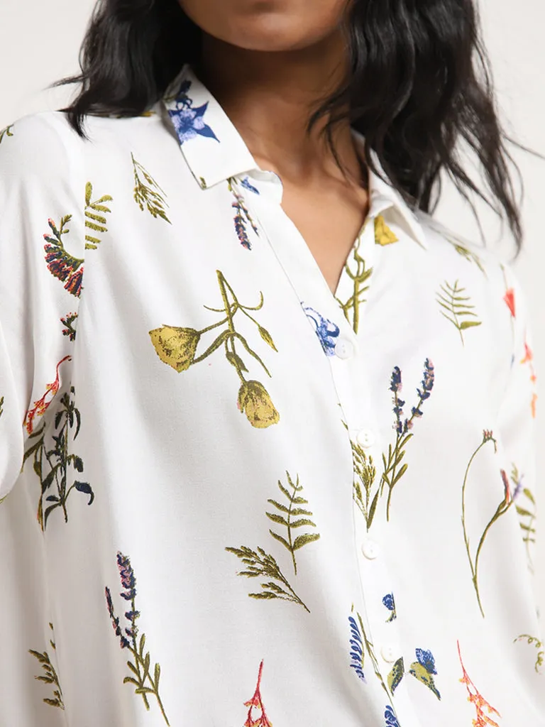 LOV White Floral Patterned Shirt