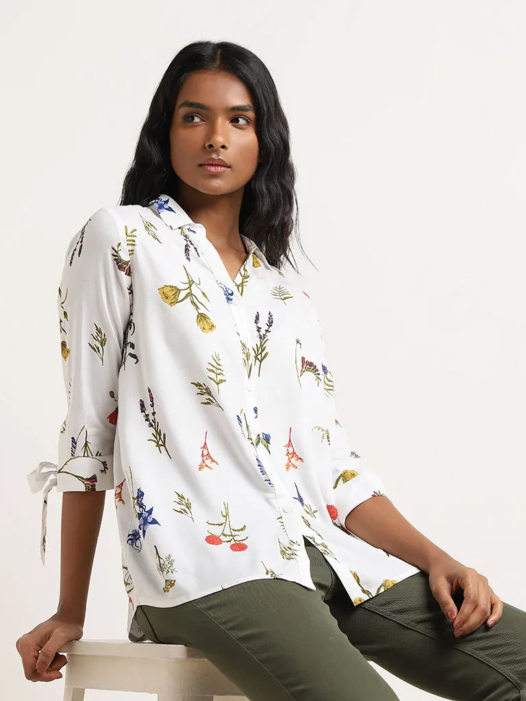 LOV White Floral Patterned Shirt