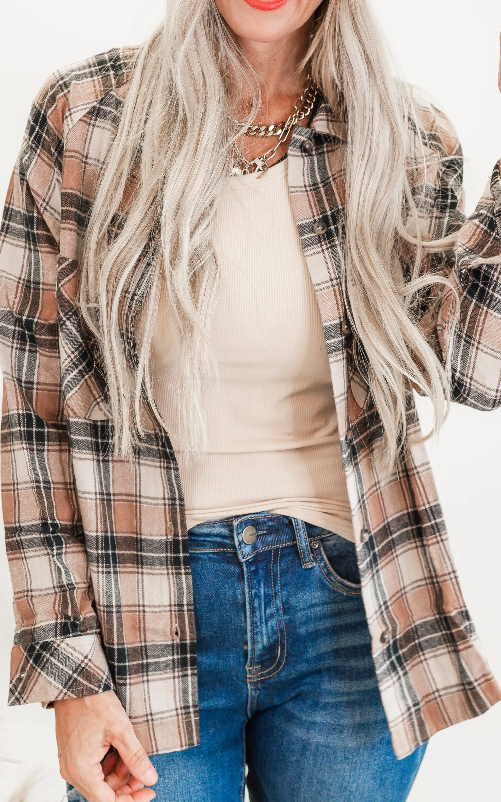 Mocha Plaid Button Down Shirt