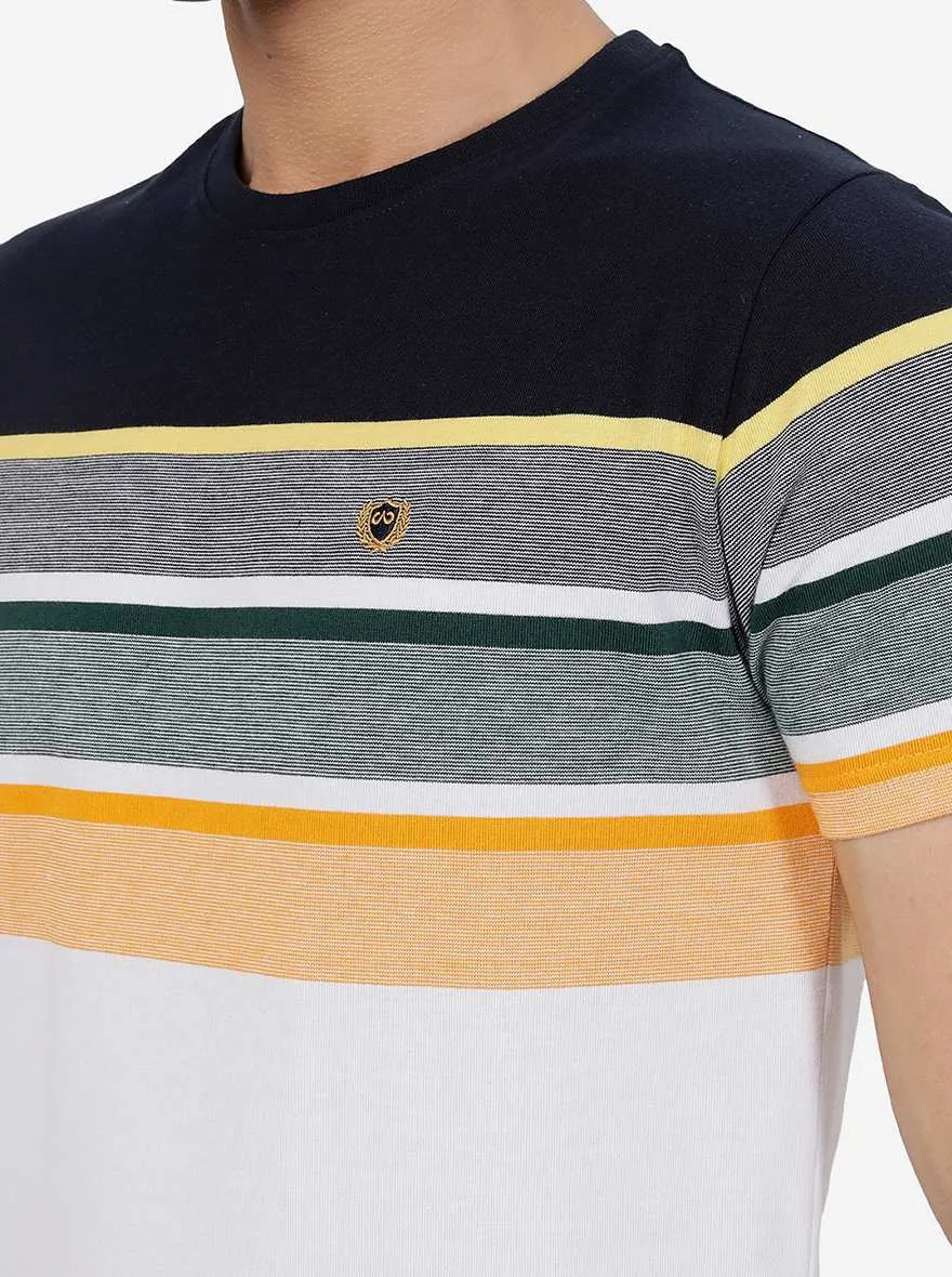 Multicolor Striped Slim Fit T-Shirt | JadeBlue