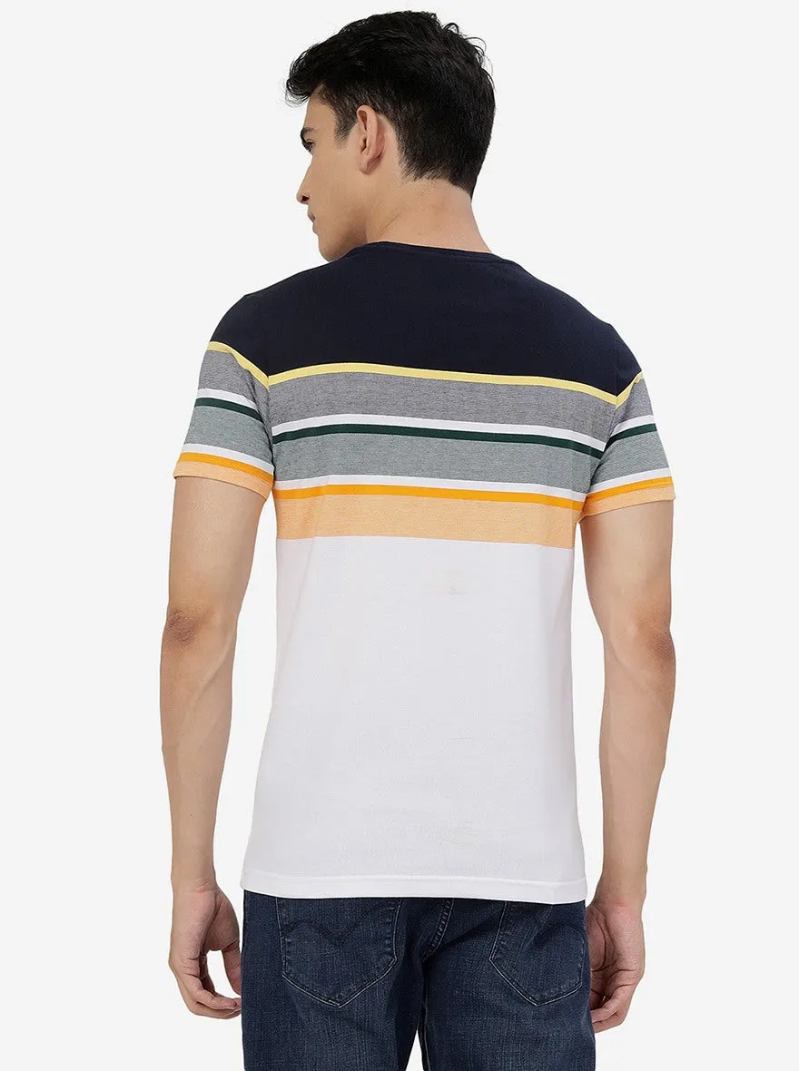 Multicolor Striped Slim Fit T-Shirt | JadeBlue