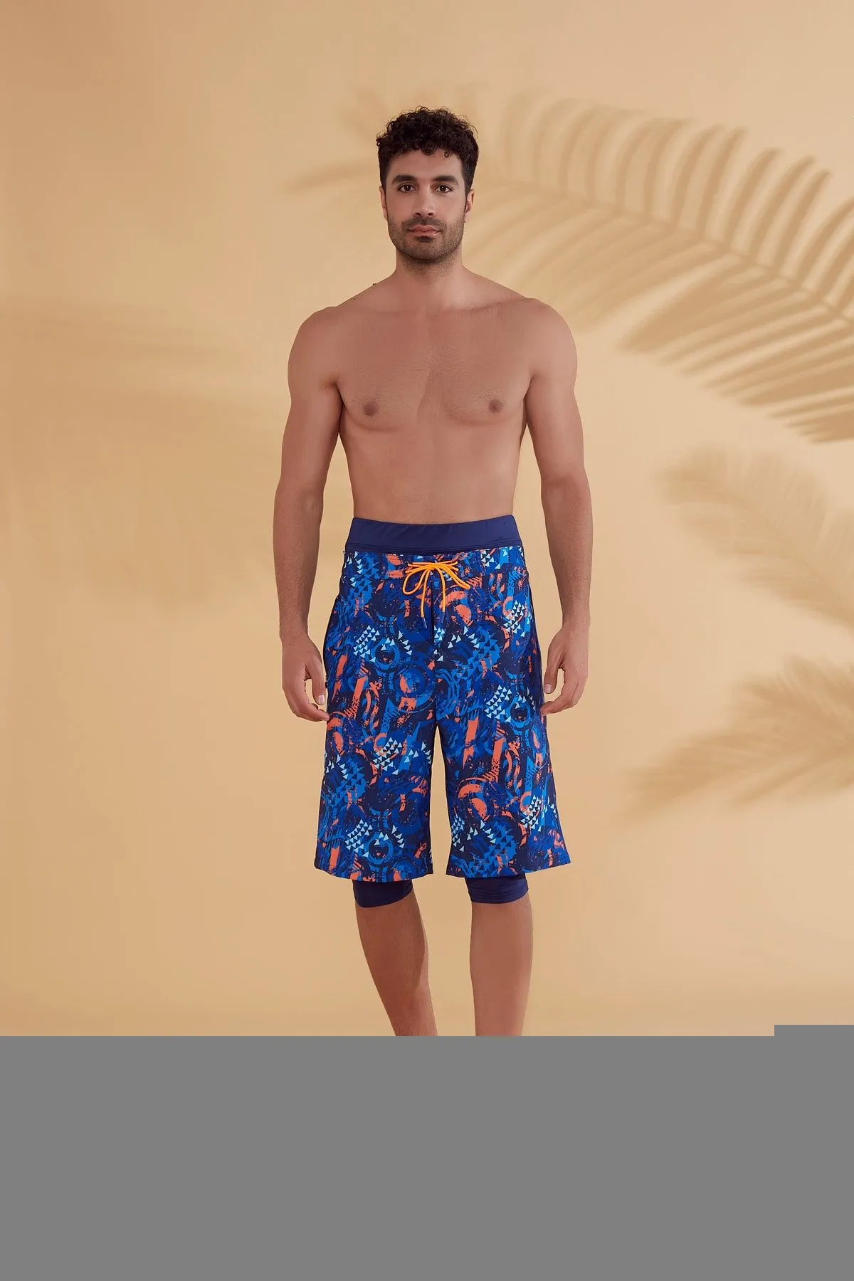 Navy Patterned Men's Shorts S2351