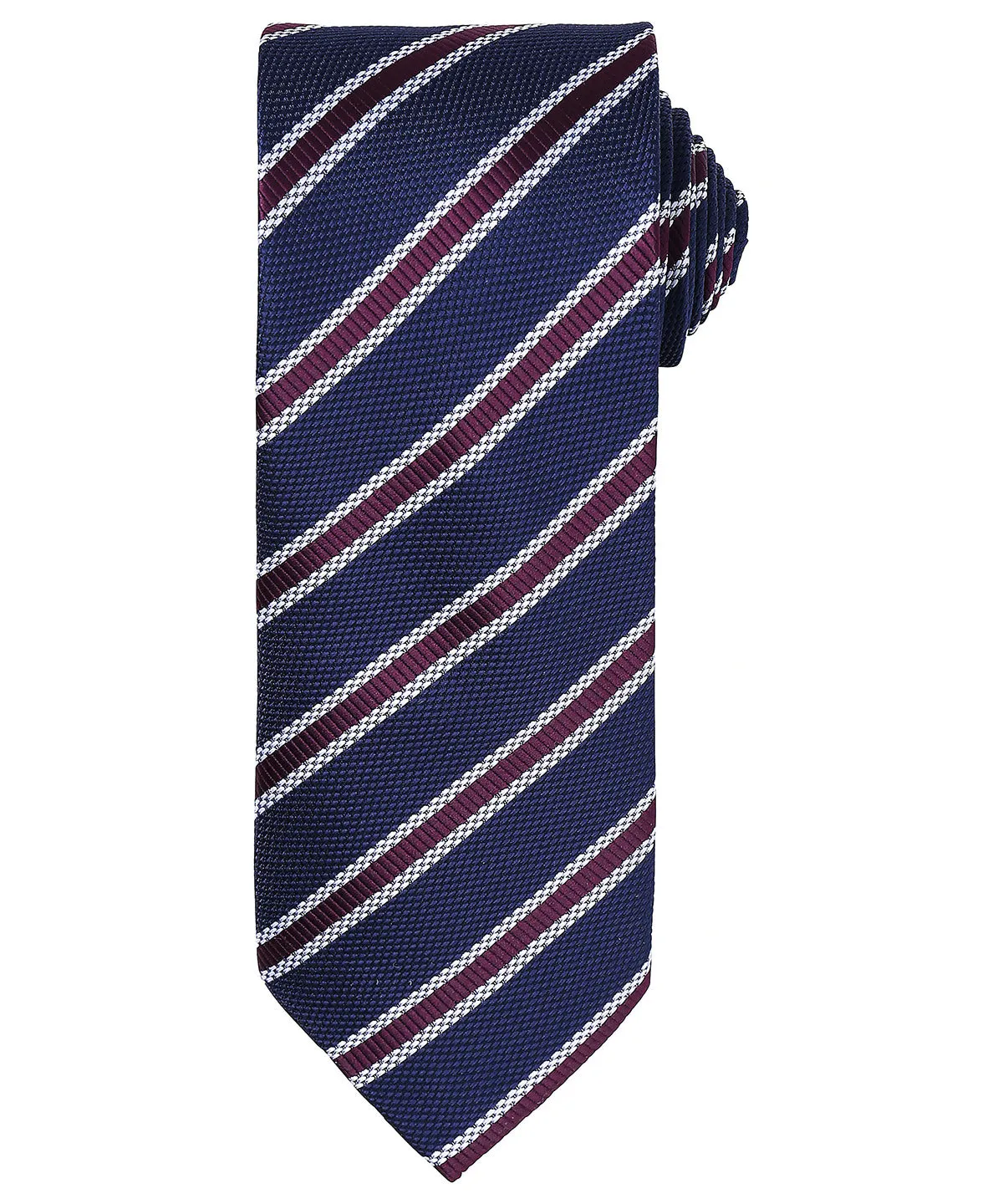 Navy/Aubergine - Waffle stripe tie