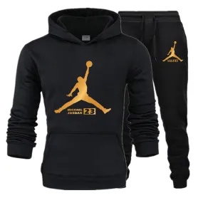 New Tracksuit Men Sportswear Set Fleece Hoodie Suit Jordan Letter Print Hombre Spring Autumn Winter Hoodie Pants