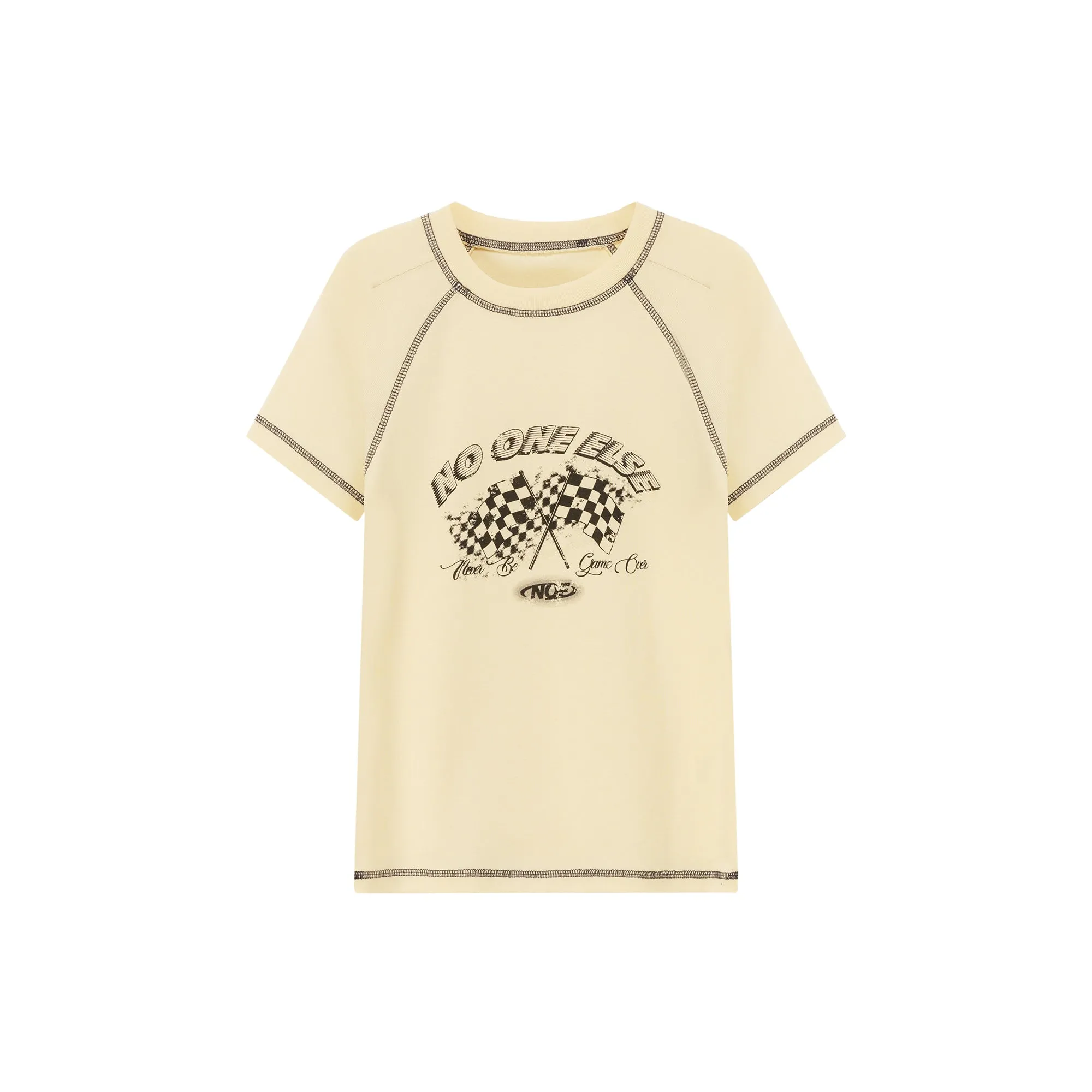 Noe Retro Sporty Stitched Printed T-Shirt