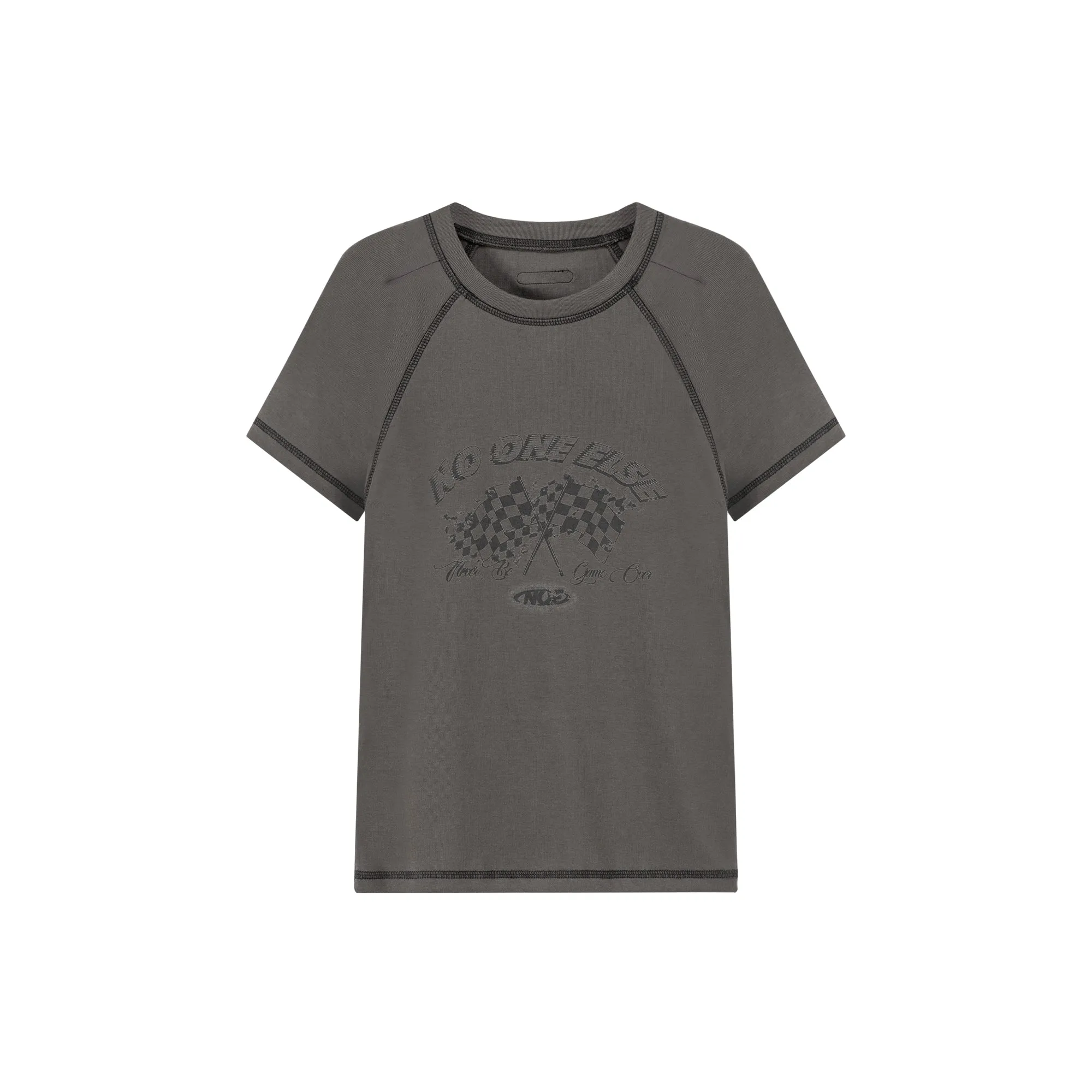 Noe Retro Sporty Stitched Printed T-Shirt