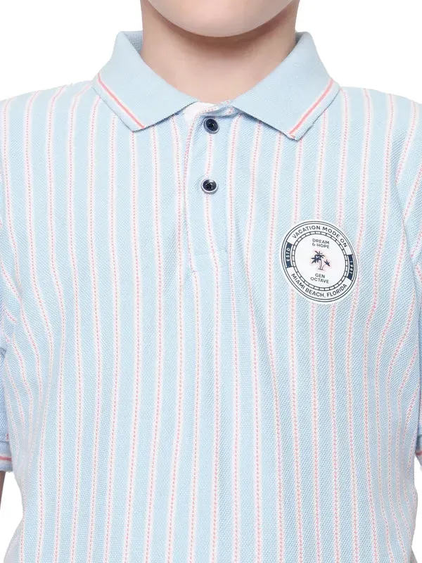 Octave Boys Striped Polo Collar Cotton T-Shirt