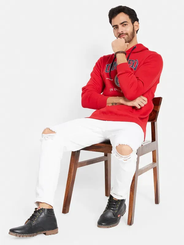 Octave Men Red Hooded Sweatshirt