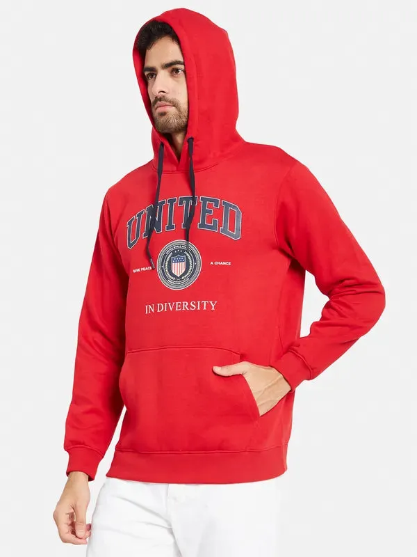 Octave Men Red Hooded Sweatshirt