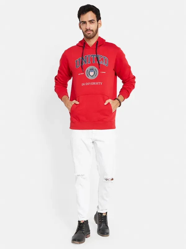 Octave Men Red Hooded Sweatshirt