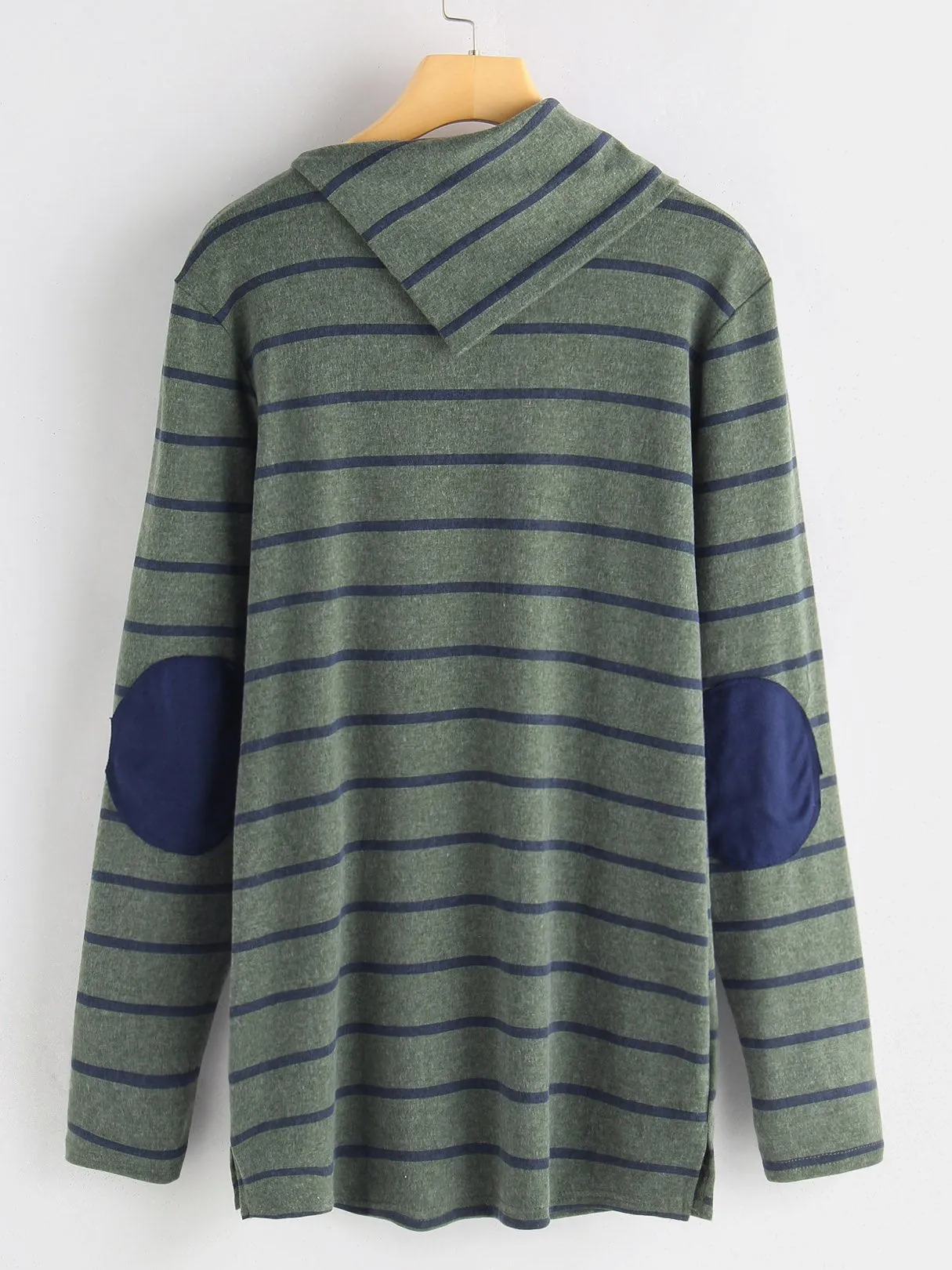 OEM ODM Drape Sagging Stripe Long Sleeve Green T-Shirts