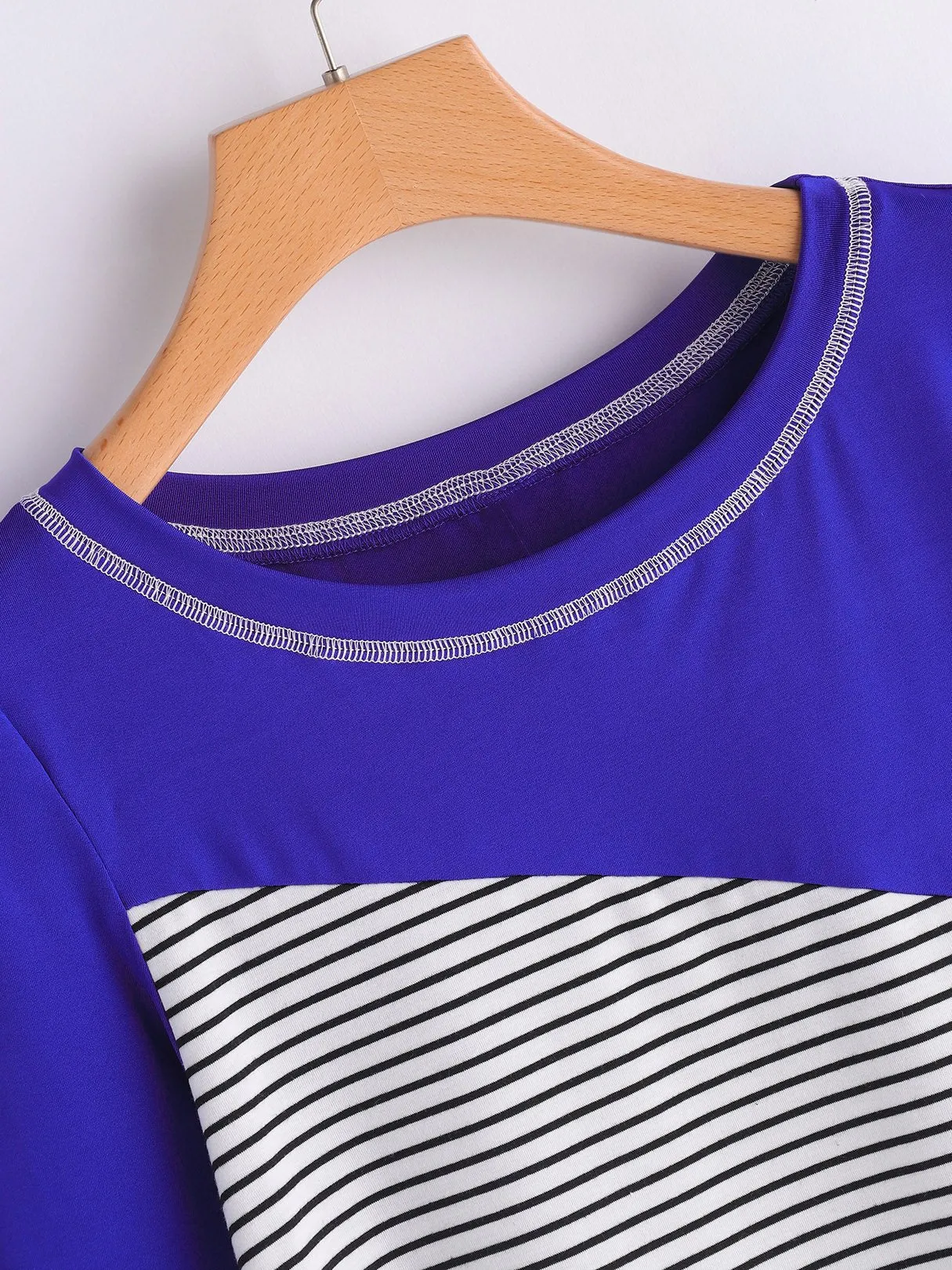 OEM ODM Round Neck Stripe Long Sleeve Blue T-Shirts