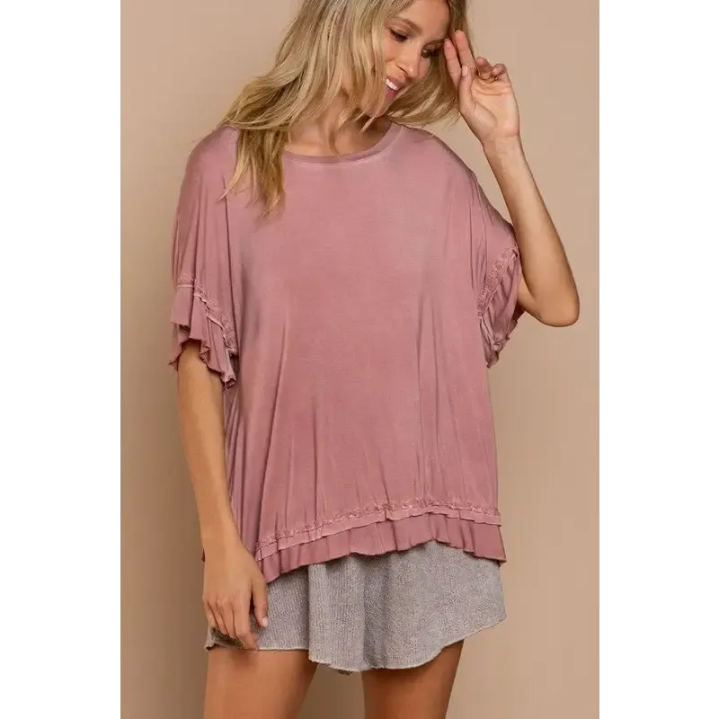 Peek-a-boo Ruffle Overlay Knit Top