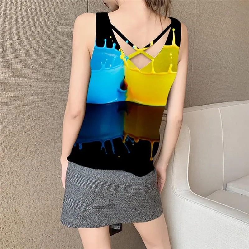 Pigment Tank Top Women Colorful Sleeveless 3d Art Tank Tops Casual