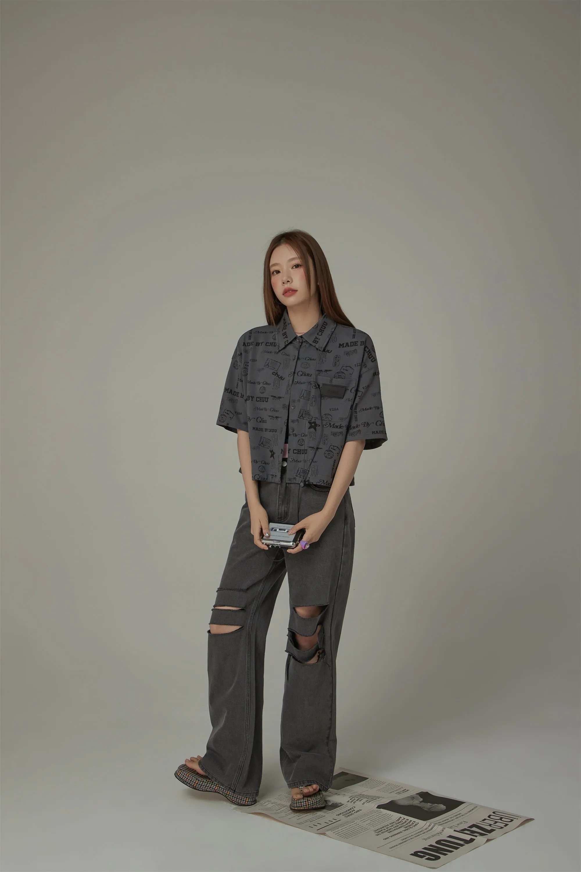 Printed Chuu Semi Boxy Shirt