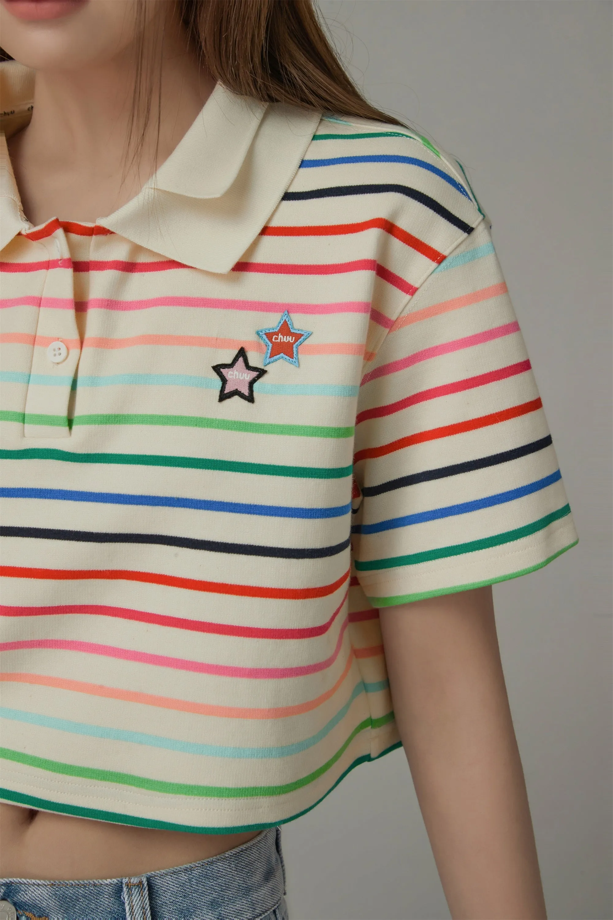 Rainbow Striped Cropped T-Shirt