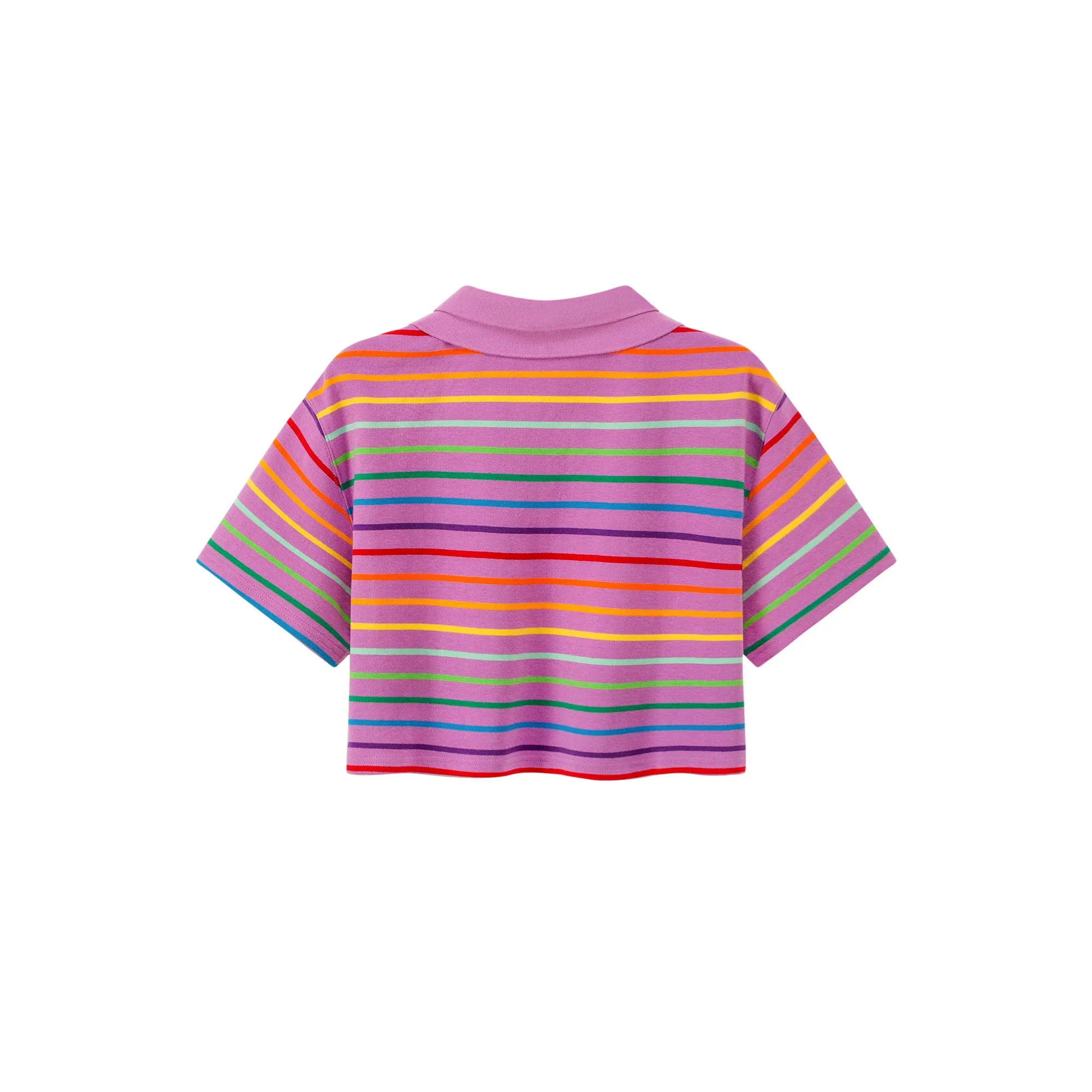 Rainbow Striped Cropped T-Shirt