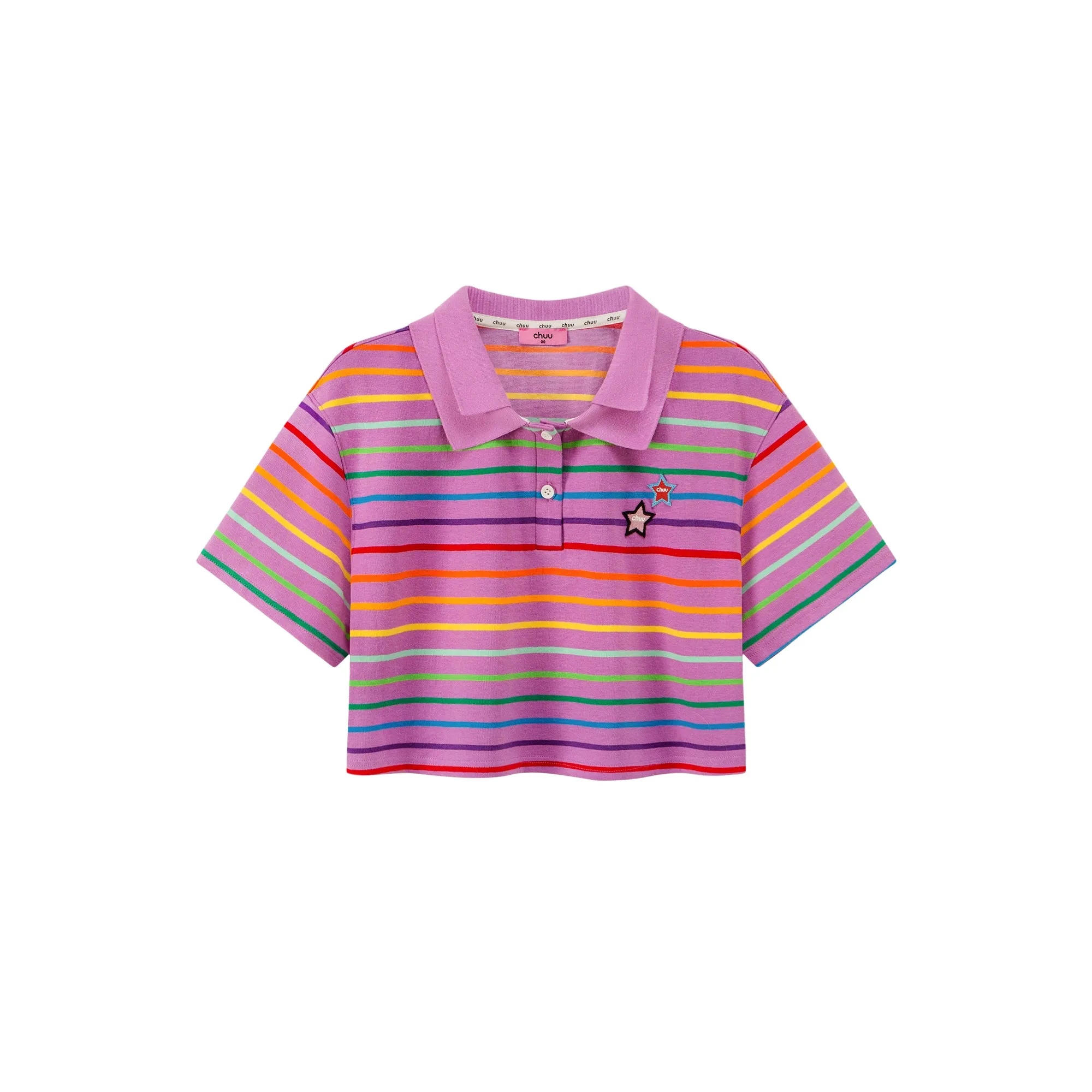 Rainbow Striped Cropped T-Shirt