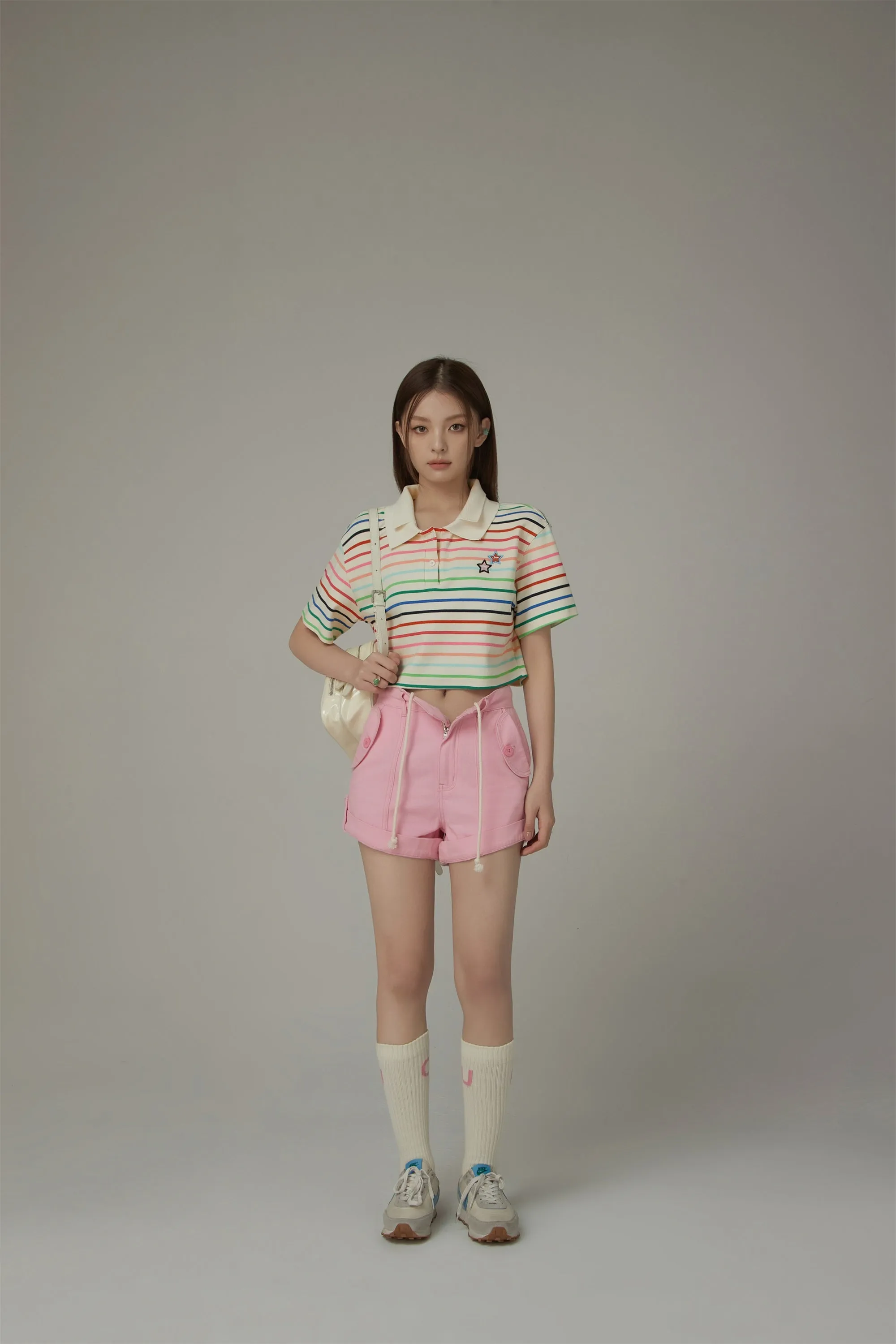 Rainbow Striped Cropped T-Shirt