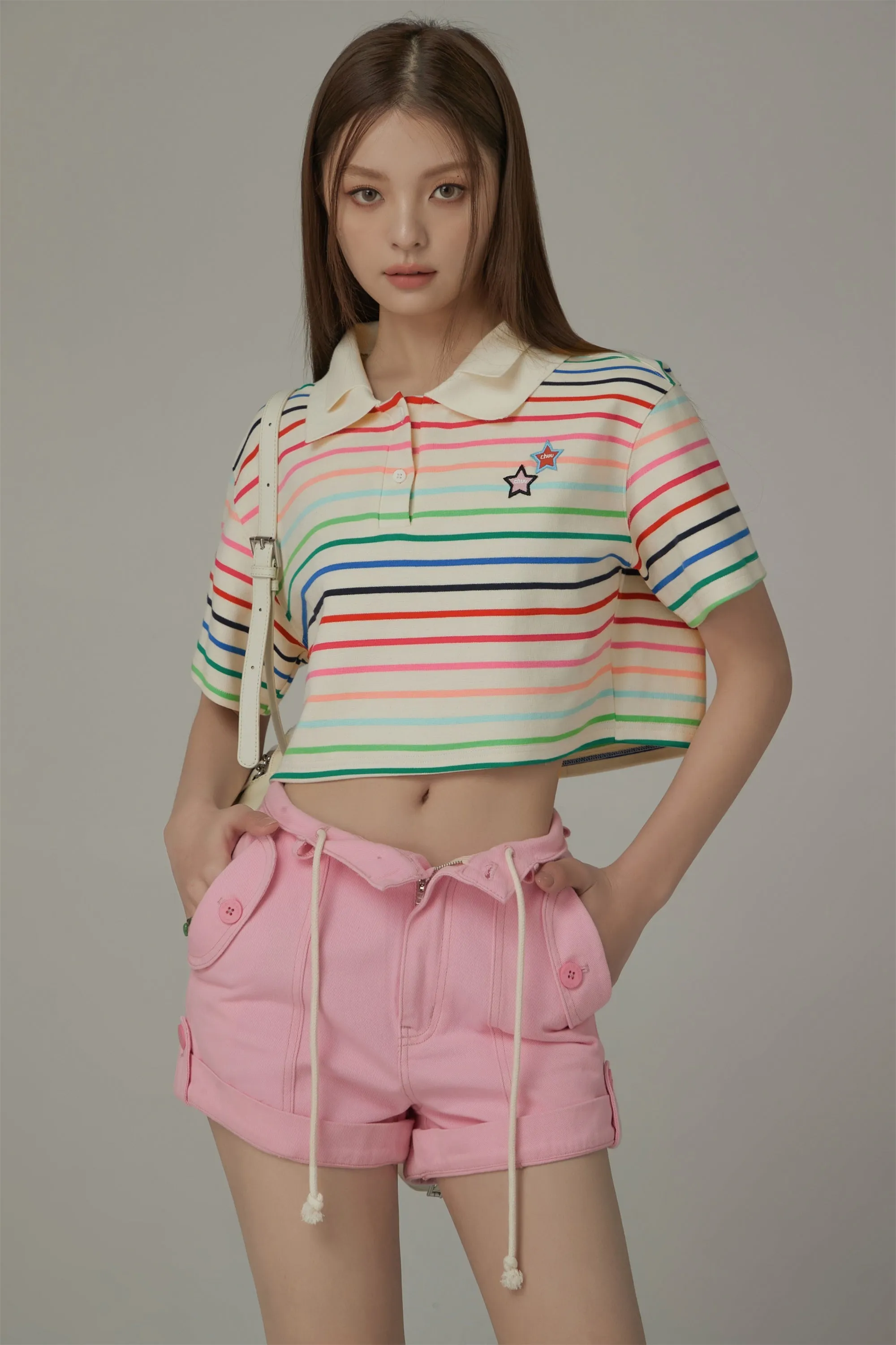 Rainbow Striped Cropped T-Shirt