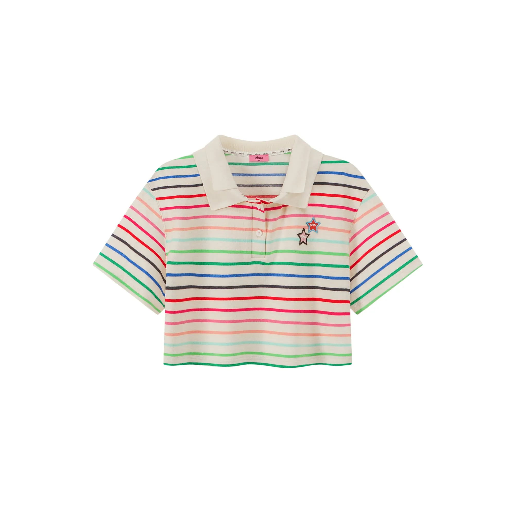 Rainbow Striped Cropped T-Shirt